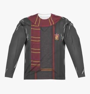 Men's Harry Potter Hogwarts Split Uniform Long Sleeve Costume T-Shirt, White, La